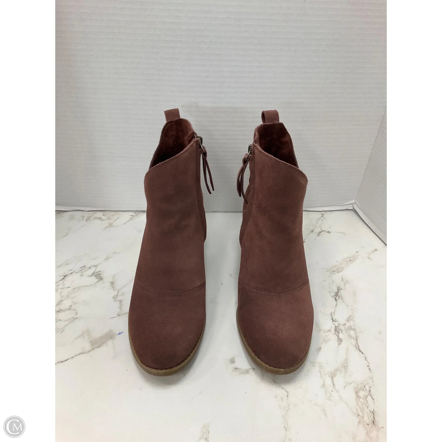 Boots Ankle Heels By Toms In Maroon, Size: 7.5