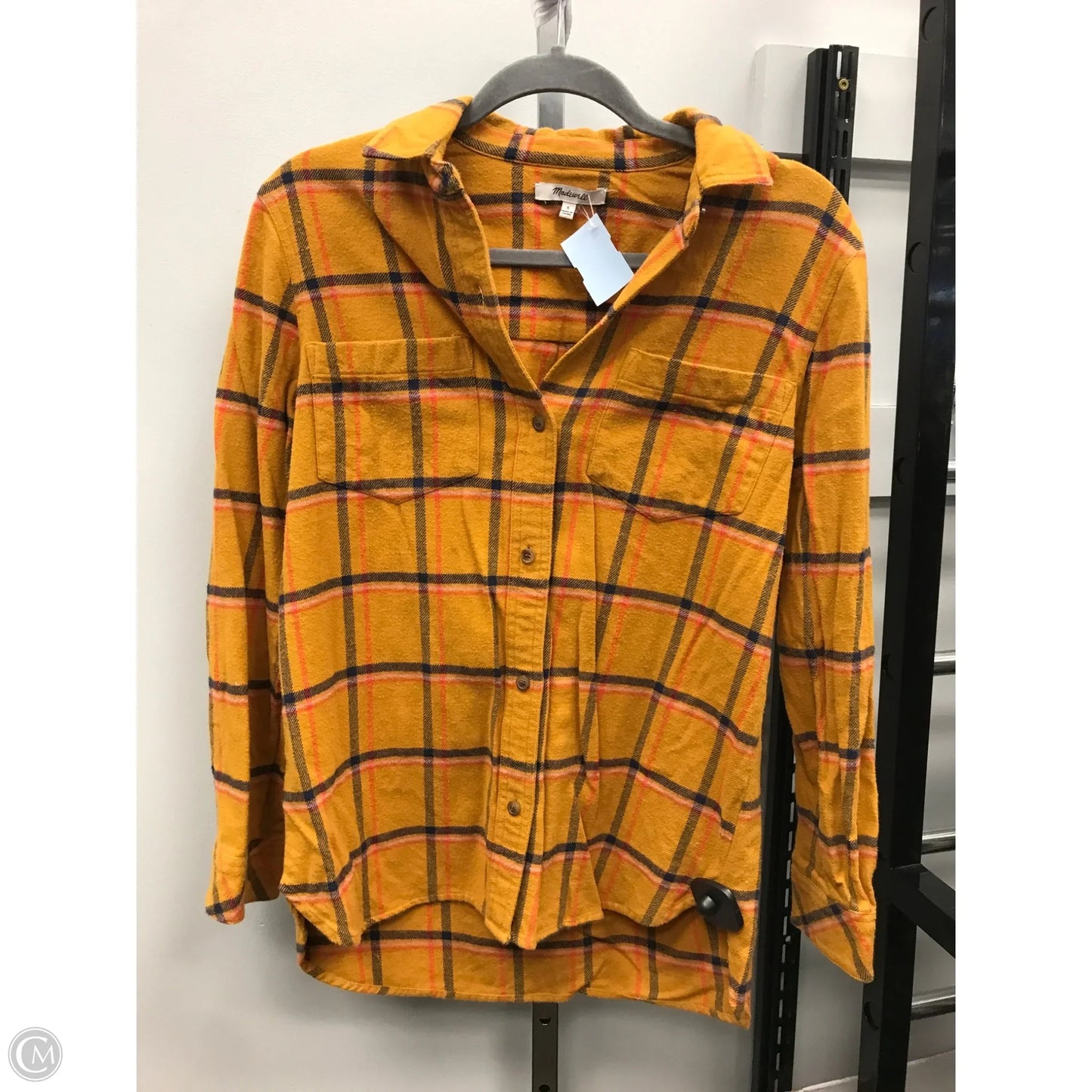 Top Long Sleeve By Madewell In Plaid Pattern, Size: S