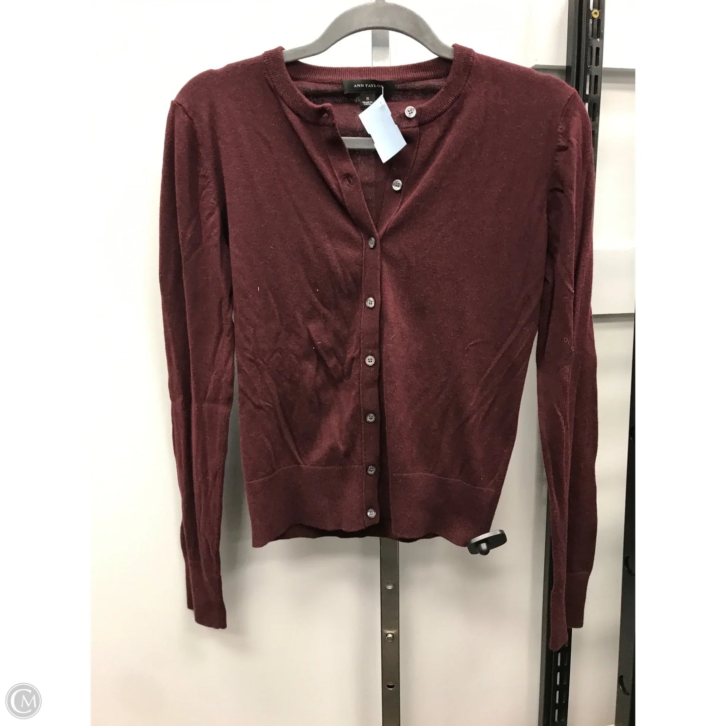 Sweater Cardigan By Ann Taylor In Maroon, Size: S