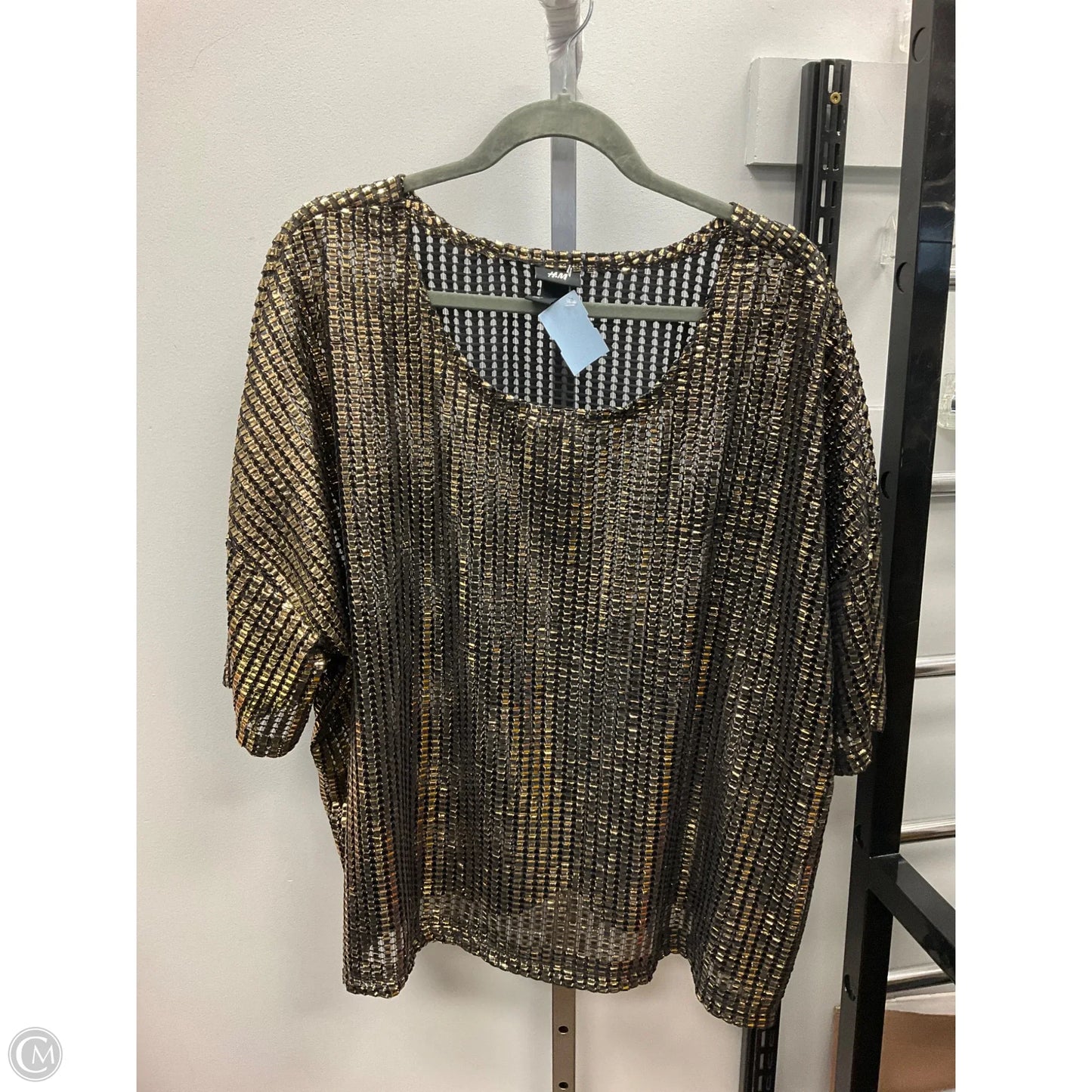 Top Short Sleeve By H&m In Black & Gold, Size: L