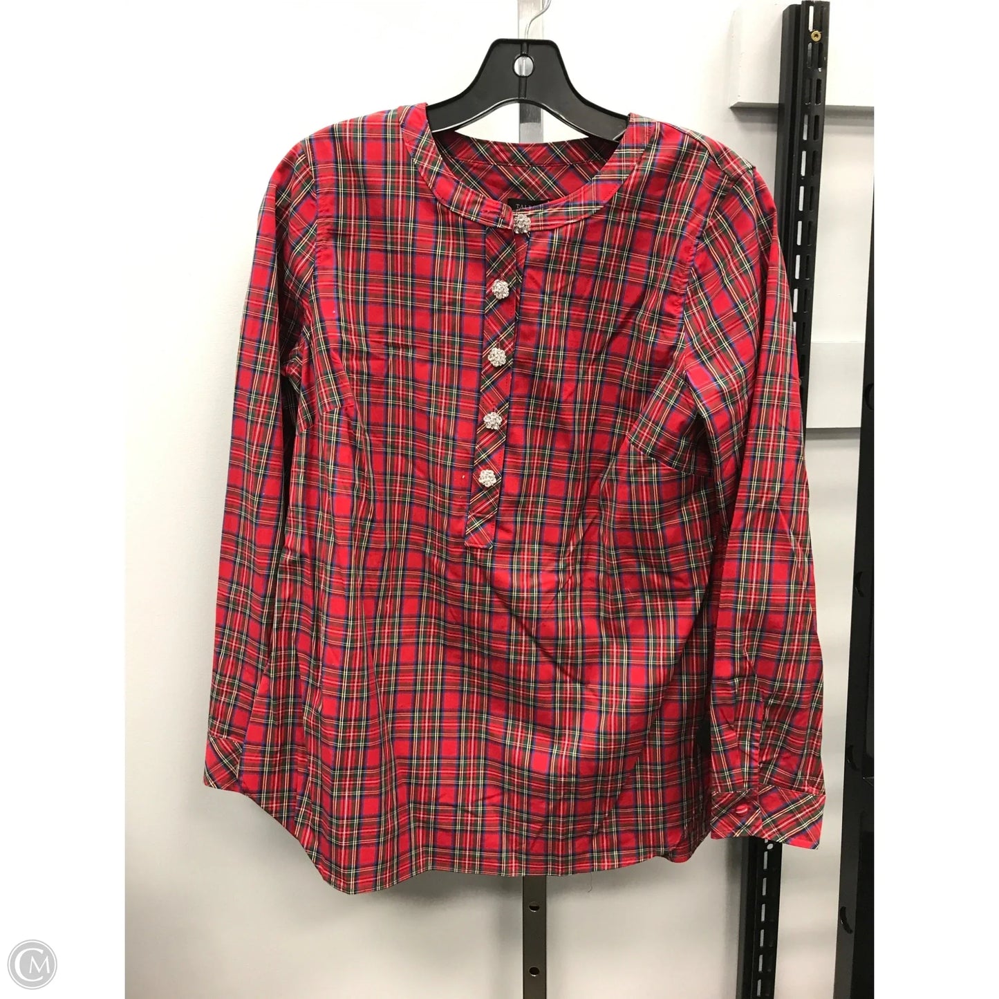 Top Long Sleeve By Talbots In Plaid Pattern, Size: S