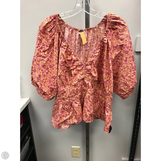Top 3/4 Sleeve By Old Navy In Orange & Pink, Size: Xxl