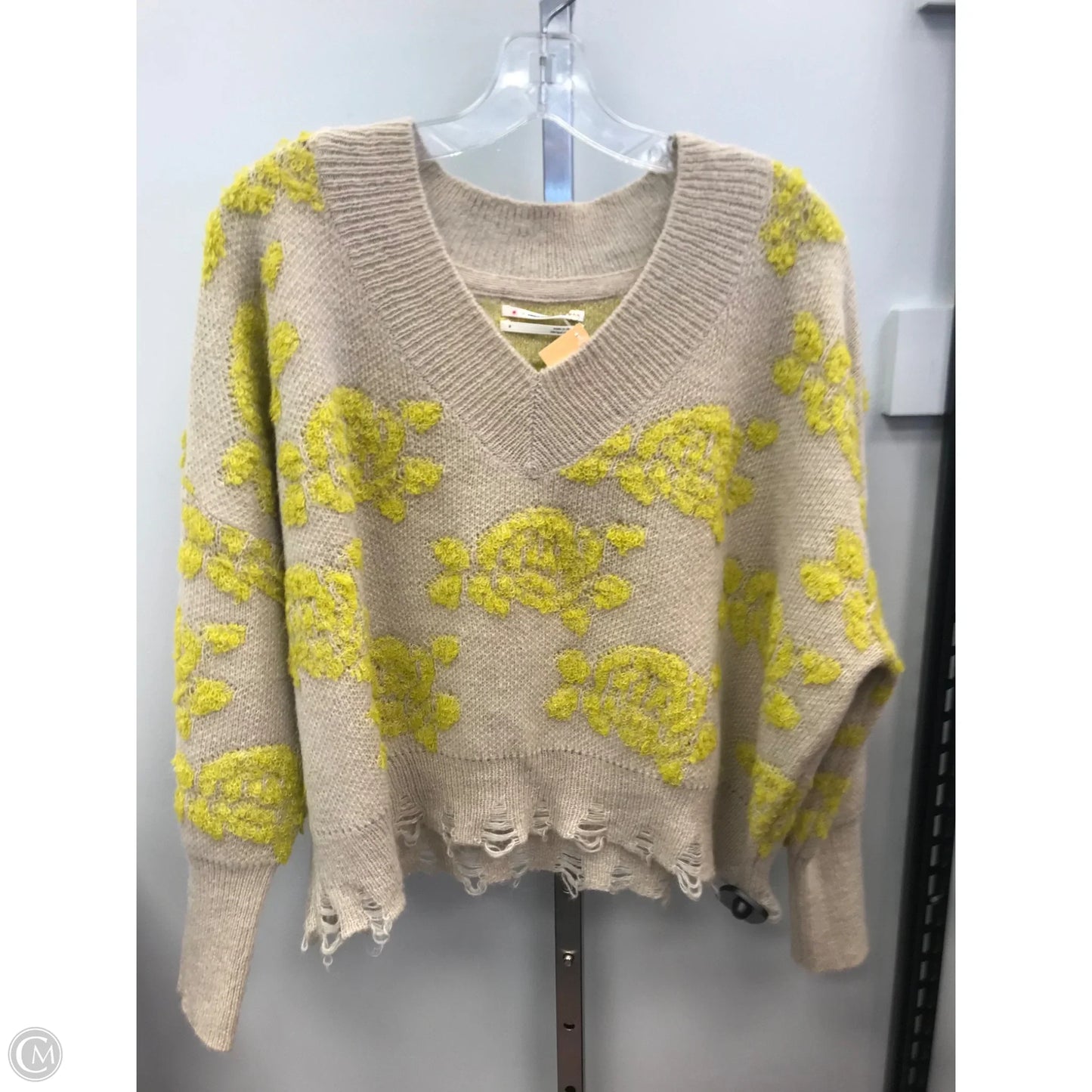 Sweater By Anthropologie In Tan & Yellow, Size: S
