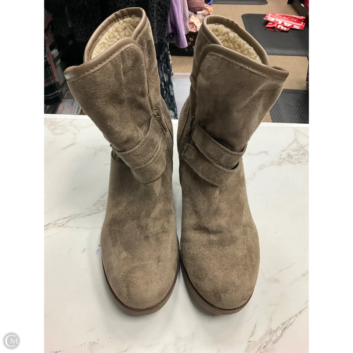 Boots Ankle Heels By Style And Company In Brown, Size: 9.5