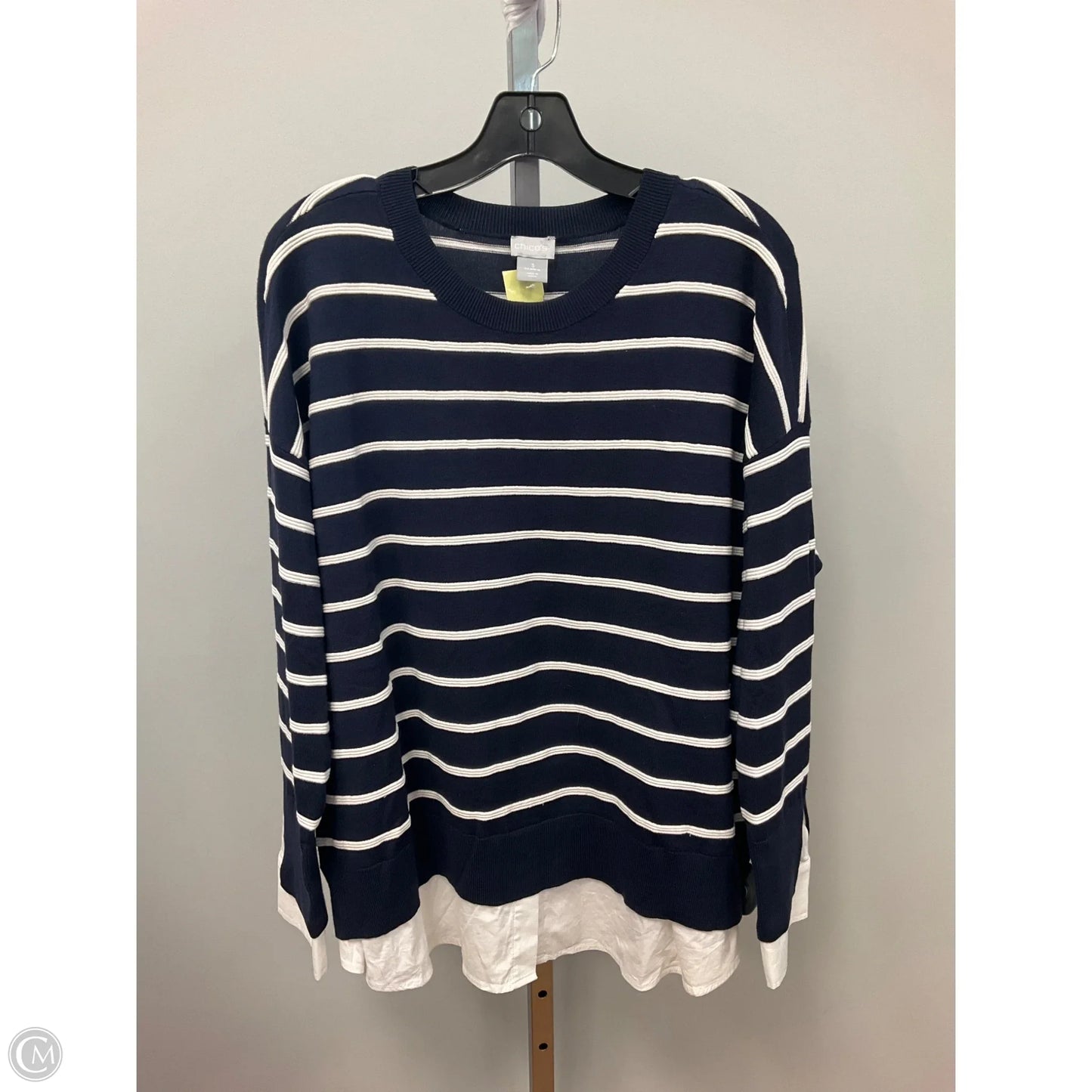 Top Long Sleeve By Chicos In Striped Pattern, Size: Xl