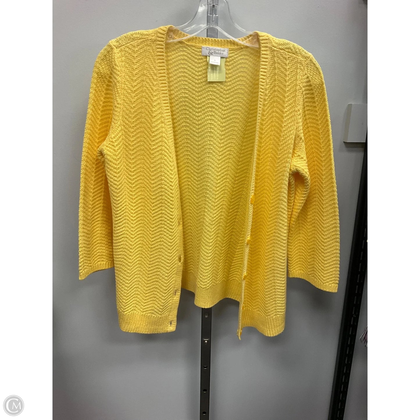 Sweater Cardigan By Christopher And Banks In Yellow, Size: S