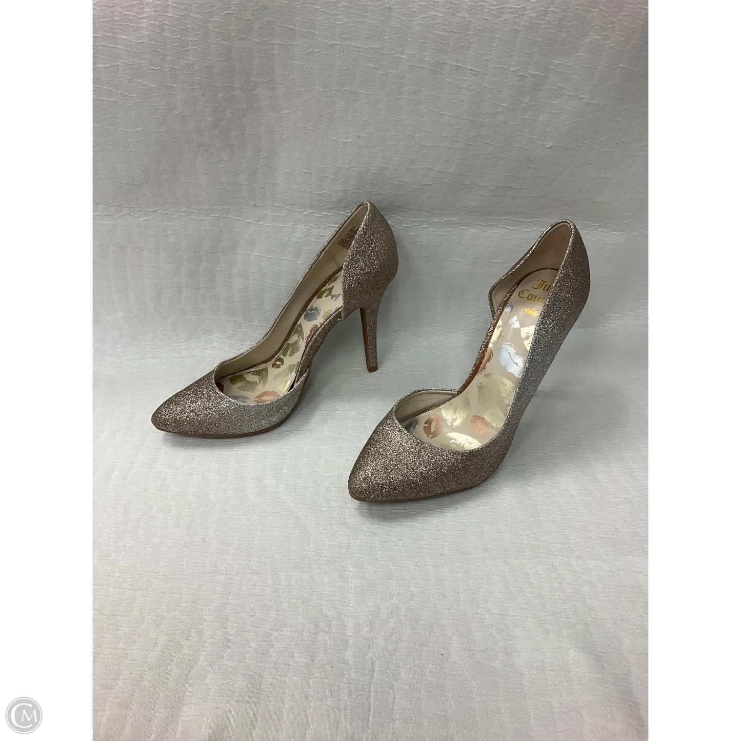 Shoes Heels Stiletto By Juicy Couture In Gold, Size: 7.5