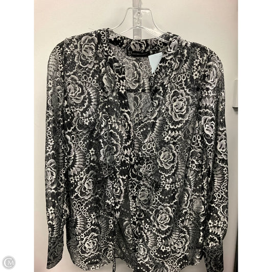 Top Long Sleeve By New York And Co In Black & Silver, Size: L