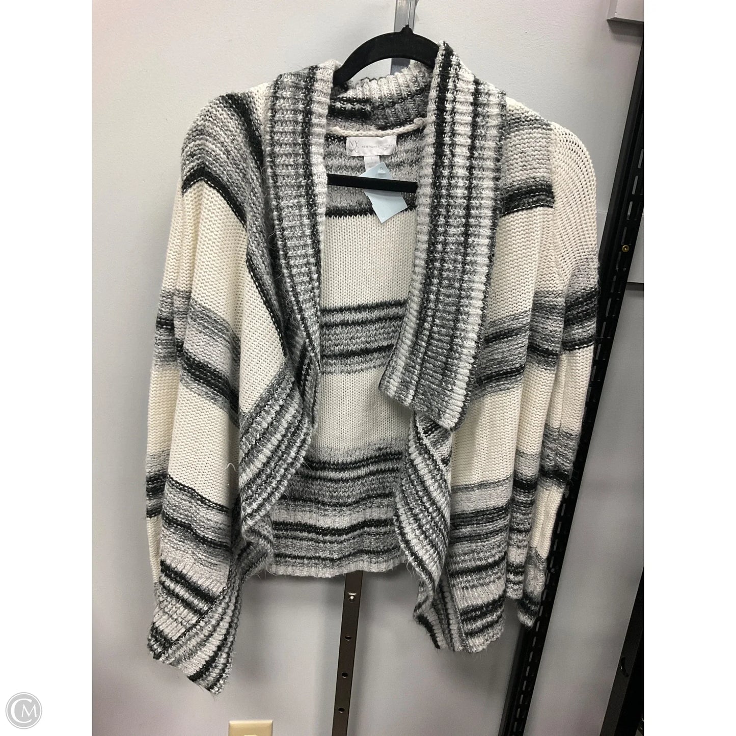 Sweater Cardigan By New York And Co In Black & Cream, Size: S