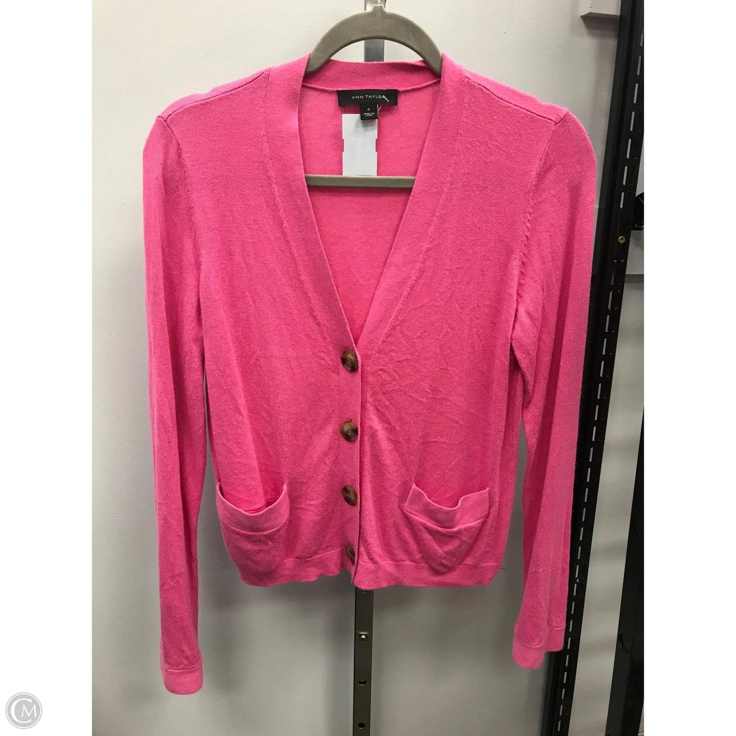 Sweater Cardigan By Ann Taylor In Pink, Size: M