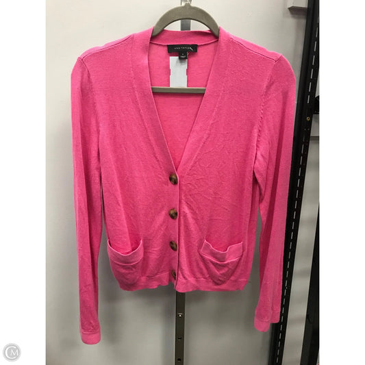 Sweater Cardigan By Ann Taylor In Pink, Size: M