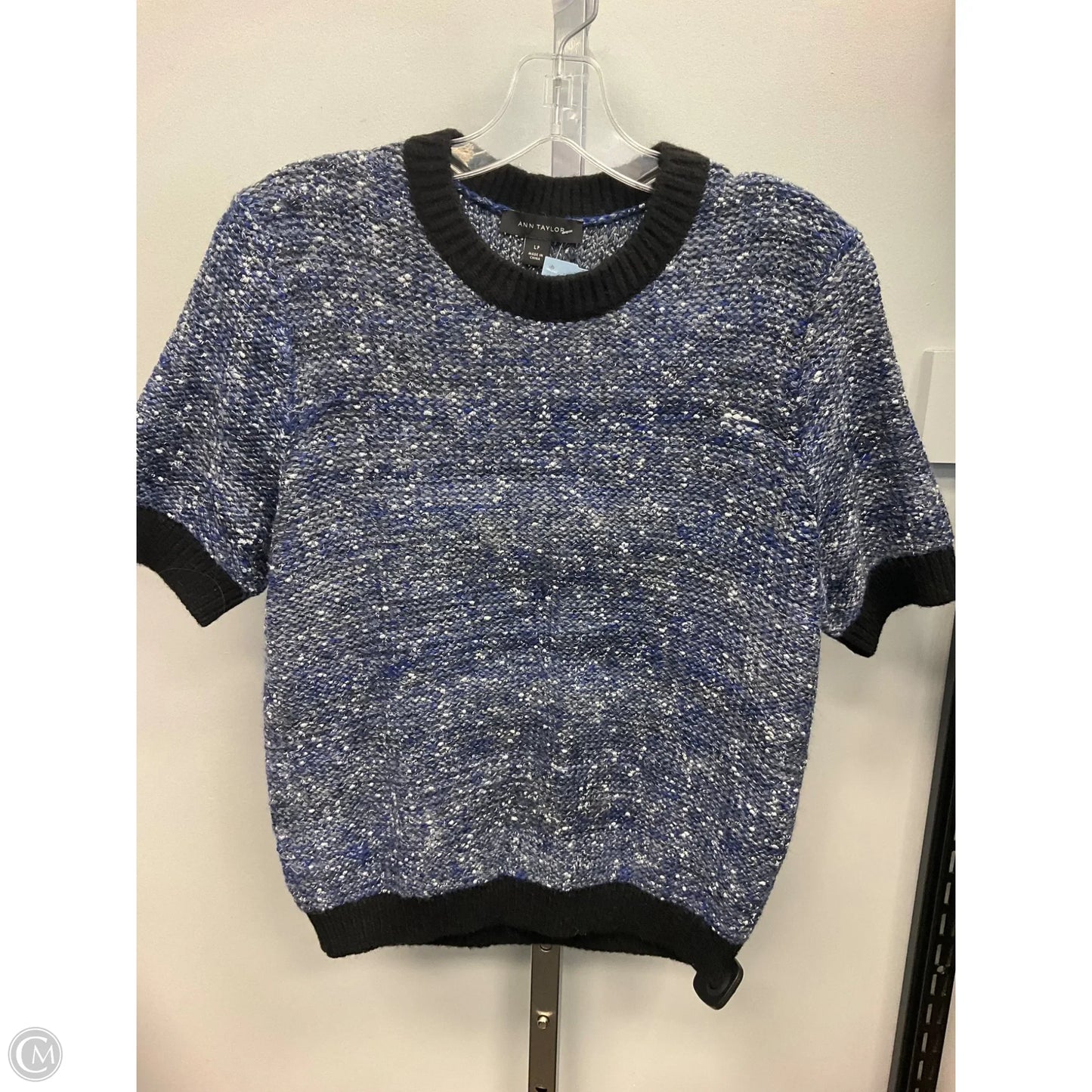 Sweater Short Sleeve By Ann Taylor In Black & Blue, Size: Lp