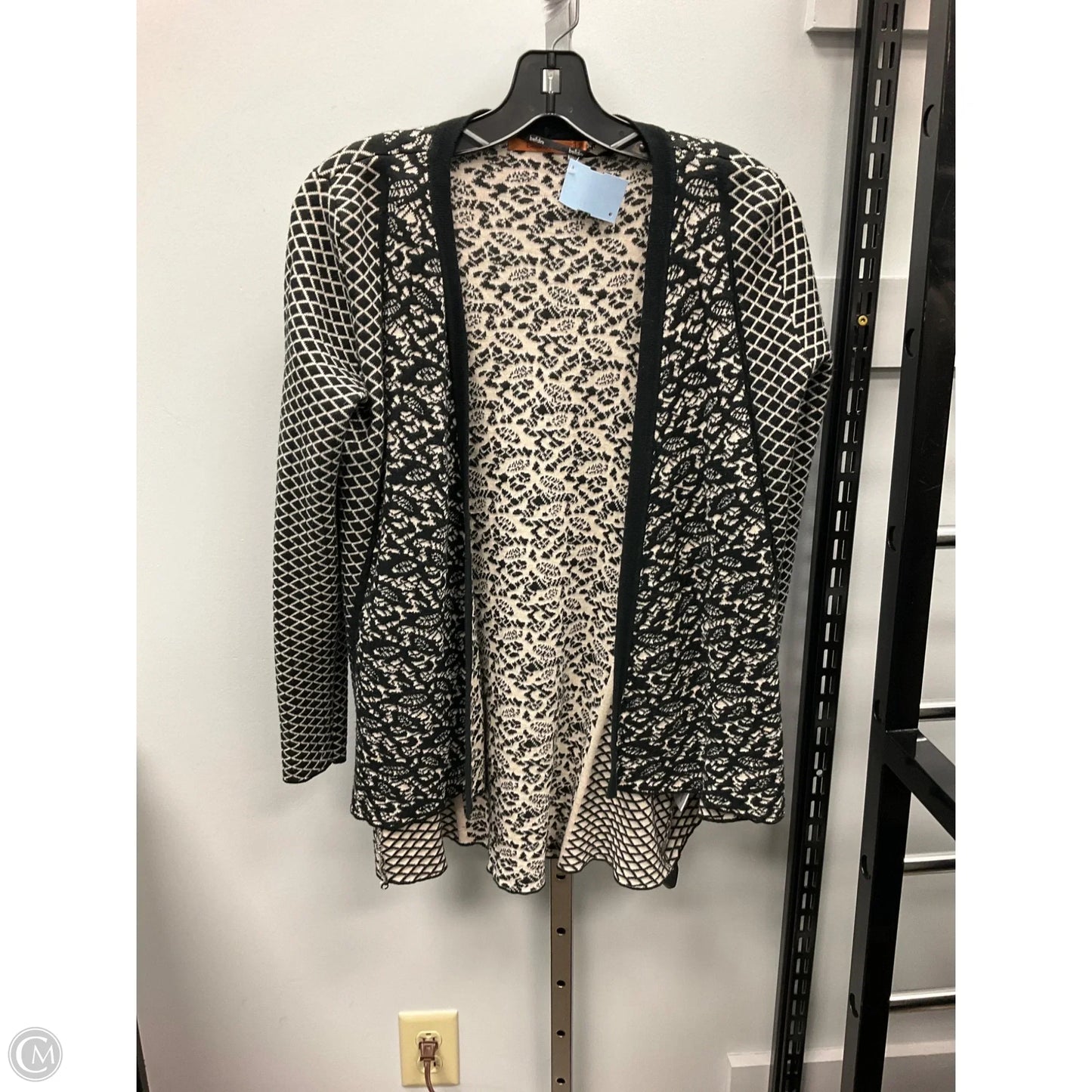Sweater Cardigan By Belldini In Black & Cream, Size: S