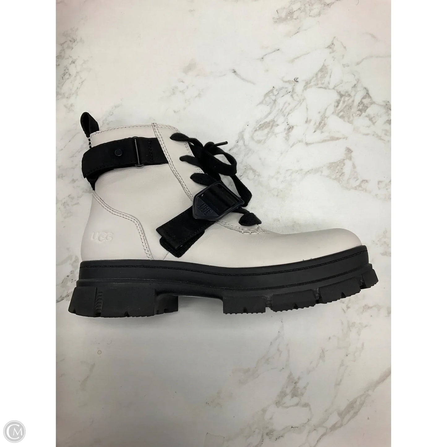 Boots Designer By Ugg In Black & White, Size: 9