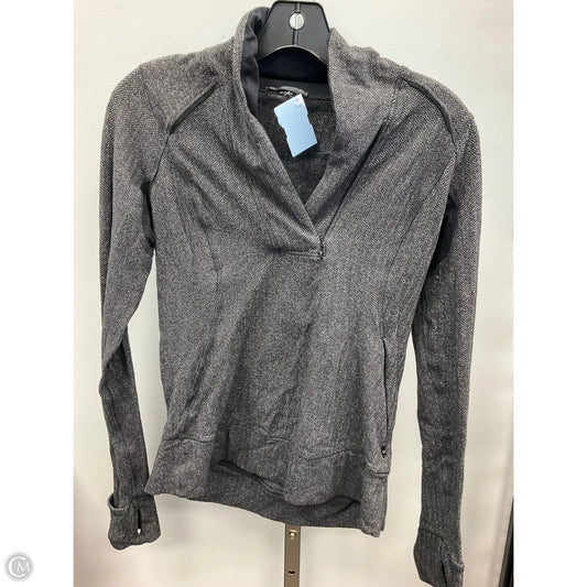 Athletic Top Long Sleeve Collar By Lululemon In Black & Grey, Size: 4