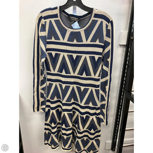 Dress Casual Short By Bcbgmaxazria In Blue & Cream, Size: M