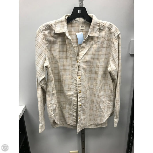 Top Long Sleeve By Uniqlo In Plaid Pattern, Size: S