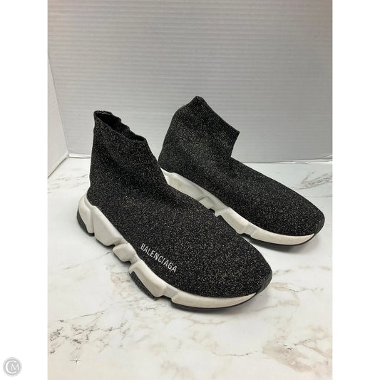 Shoes Luxury Designer By Balenciaga In Black & Gold, Size: 8