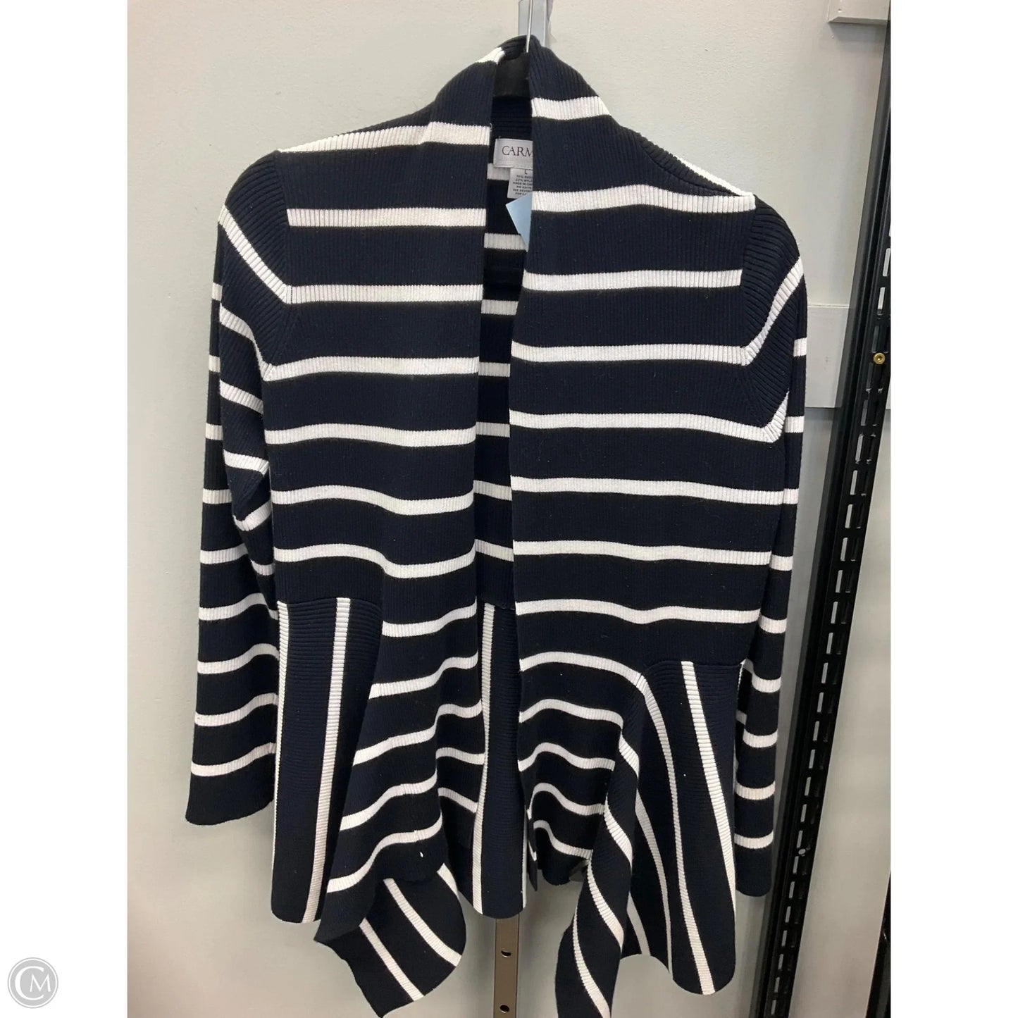 Cardigan By Carmen By Carmen Marc Valvo In Striped Pattern, Size: L