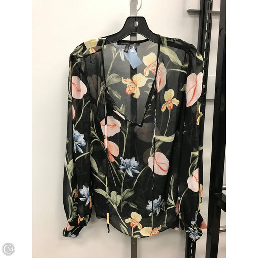 Blouse Long Sleeve By White House Black Market In Floral Print, Size: M
