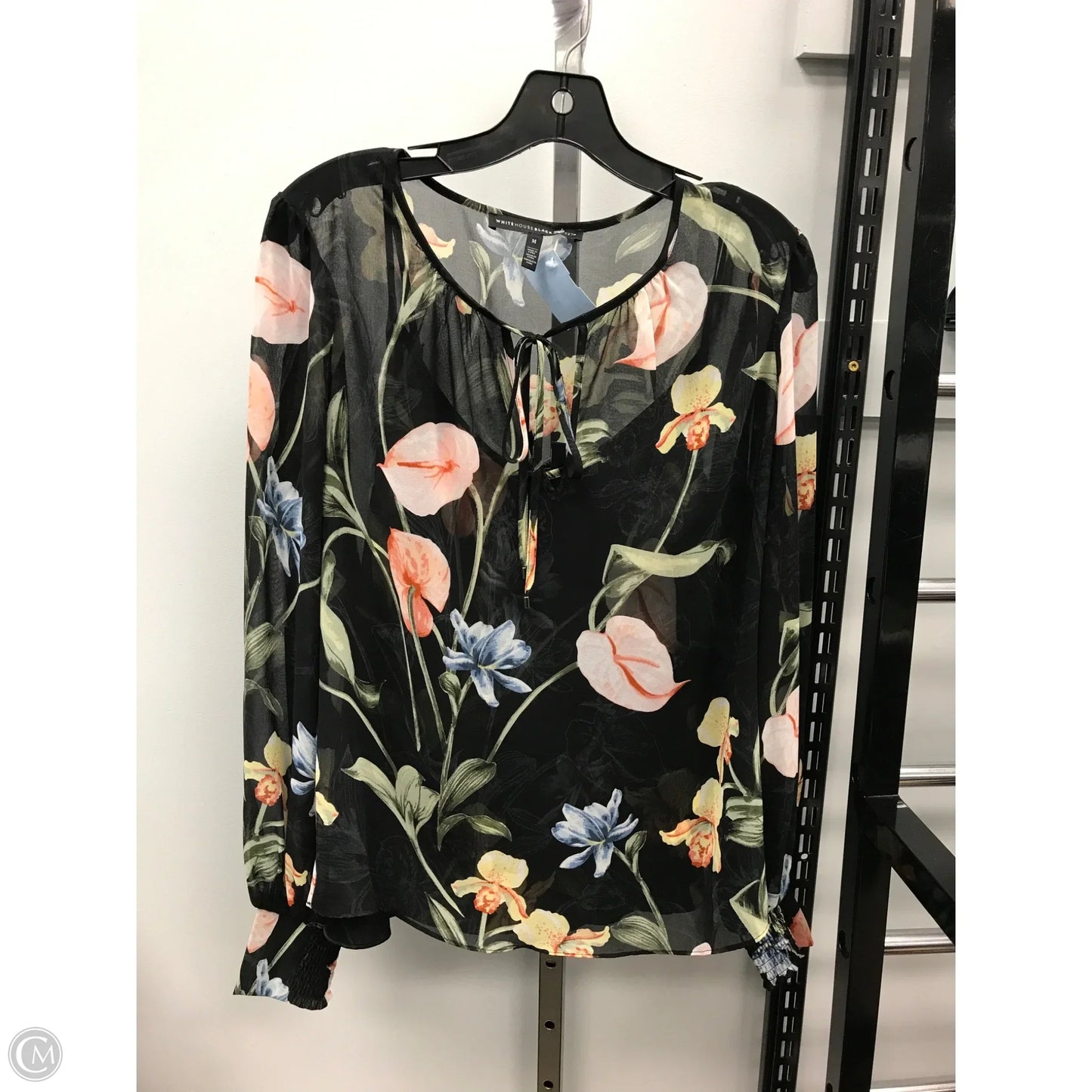 Blouse Long Sleeve By White House Black Market In Floral Print, Size: M