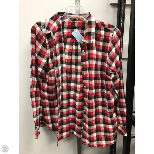 Top Long Sleeve By Talbots In Checkered Pattern, Size: M