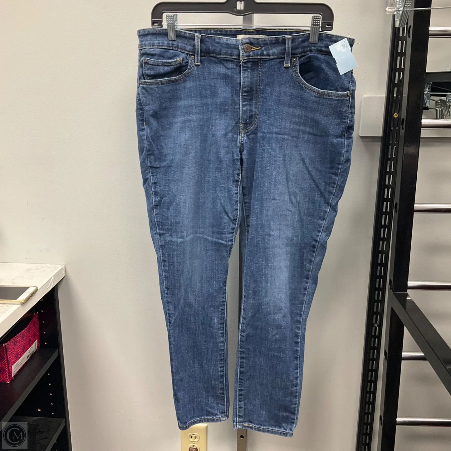 Jeans Skinny By Levis In Blue Denim, Size: 14