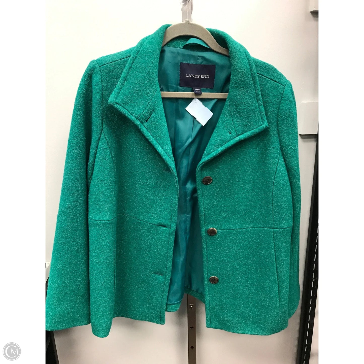 Coat Peacoat By Lands End In Green, Size: 12p