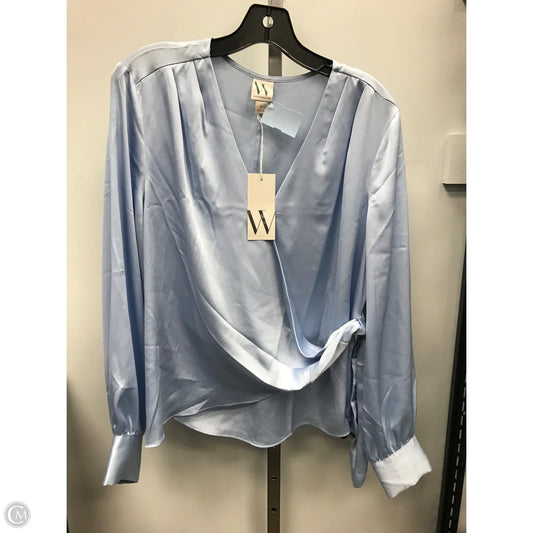 Blouse Long Sleeve By Worthington In Blue, Size: L