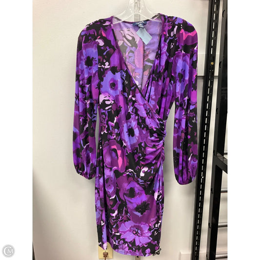 Dress Party Midi By Chaps In Black & Purple, Size: M