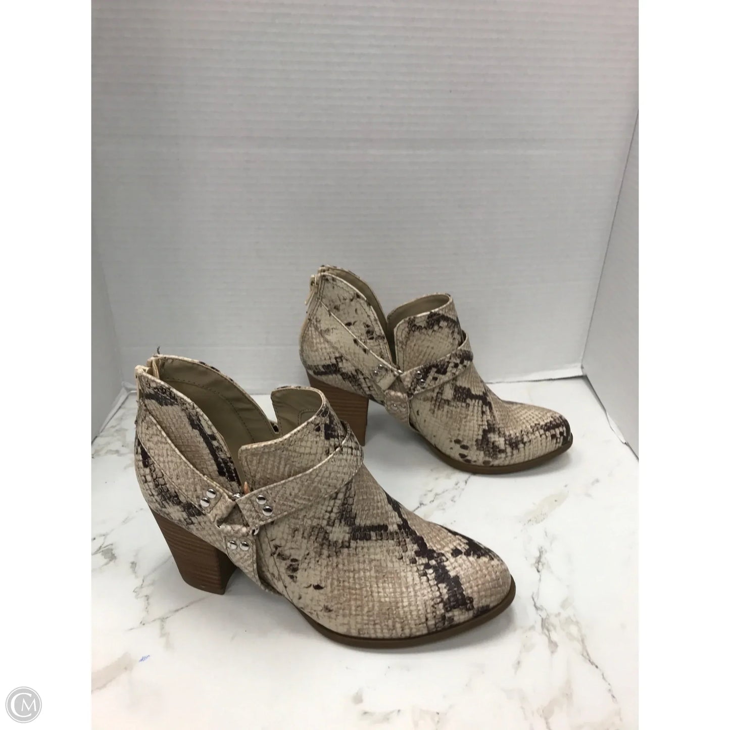 Boots Ankle Heels By Fergalicious In Snakeskin Print, Size: 8