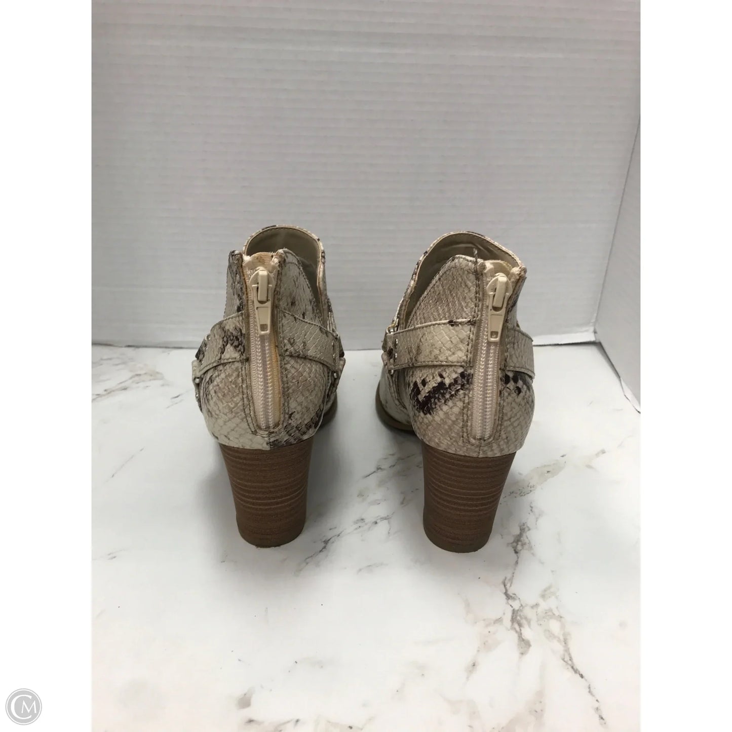 Boots Ankle Heels By Fergalicious In Snakeskin Print, Size: 8