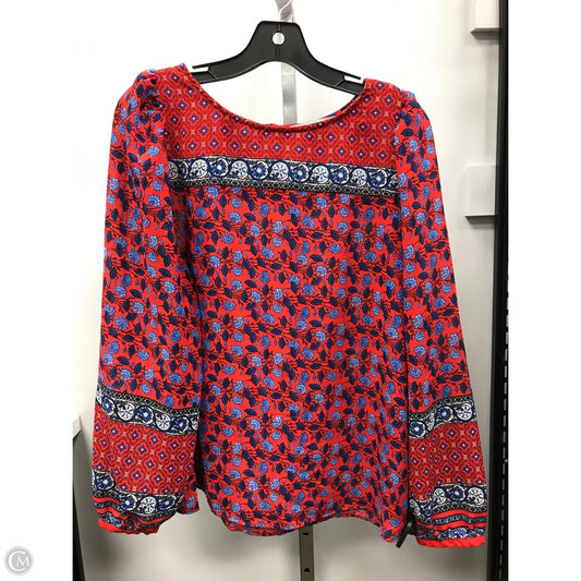 Top Long Sleeve By Loft In Blue Red & White, Size: L