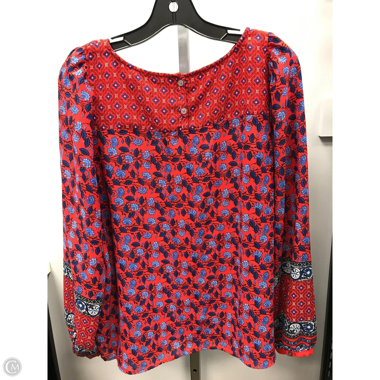 Top Long Sleeve By Loft In Blue Red & White, Size: L