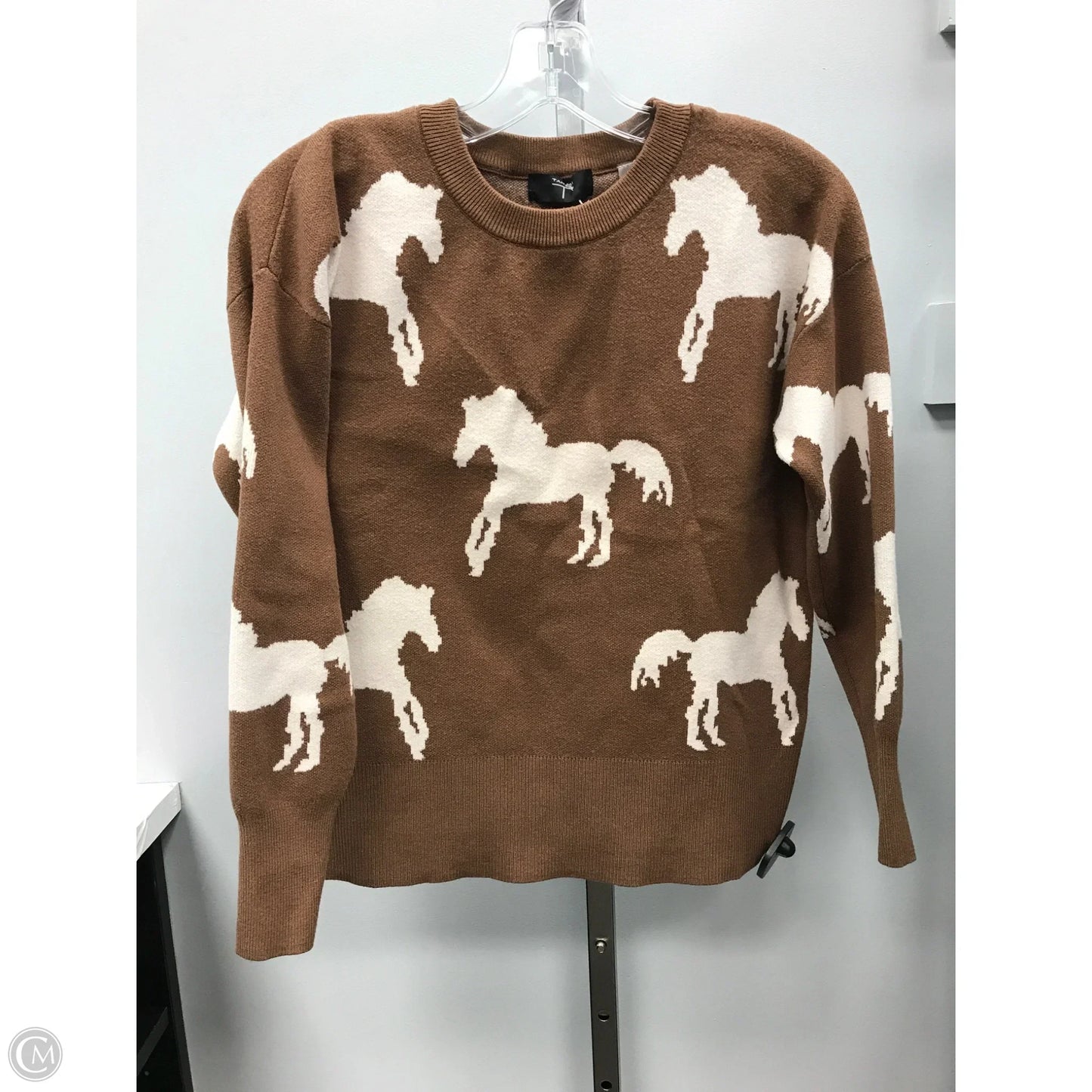 Sweater By Tahari In Brown & Cream, Size: S