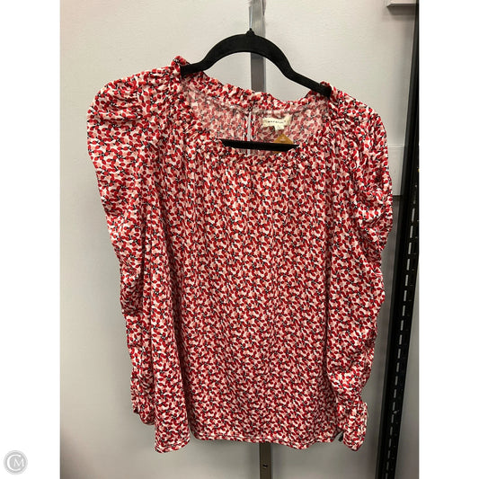Top Long Sleeve By Max Studio In Red & White, Size: L