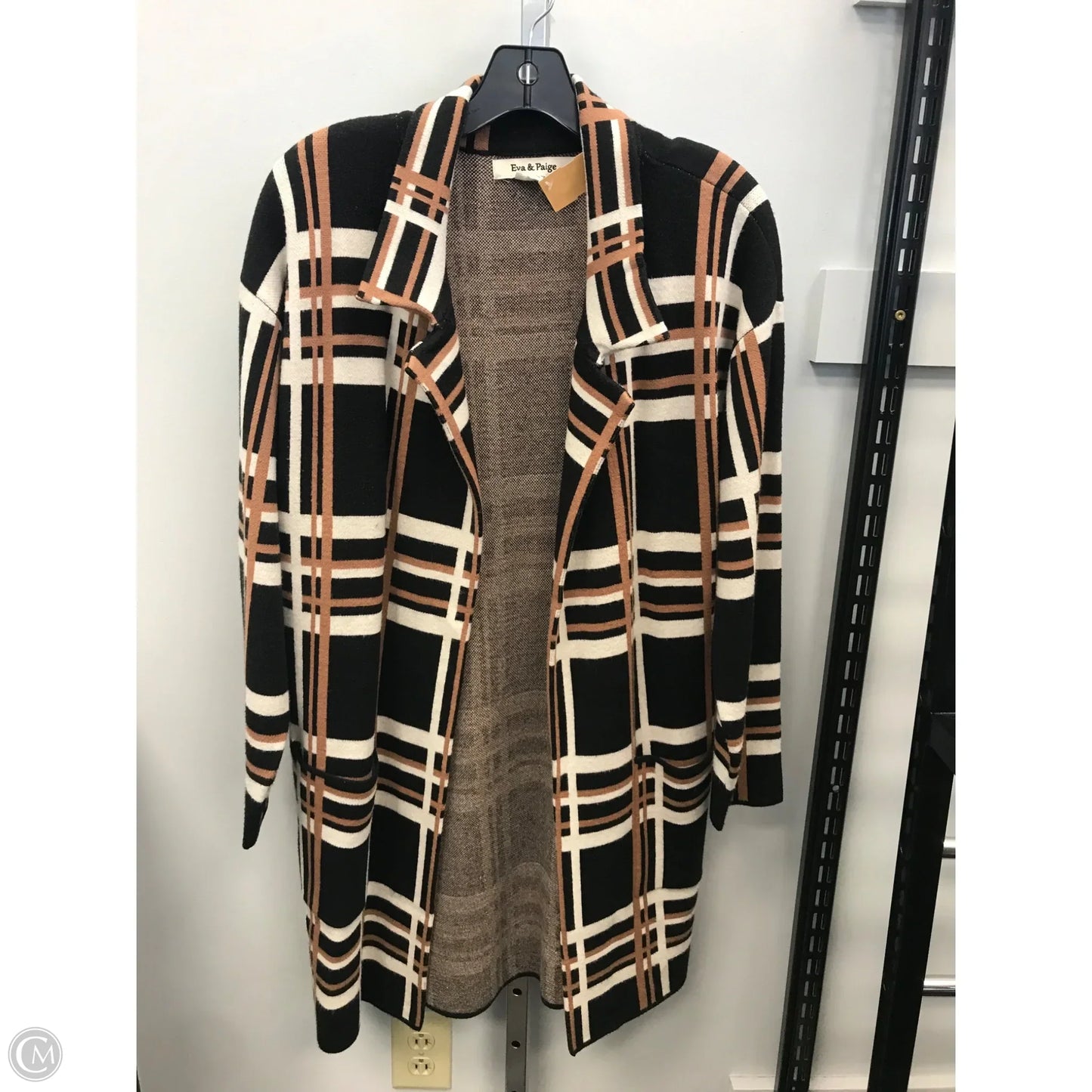 Sweater Cardigan By Clothes Mentor In Black & Cream, Size: Xl