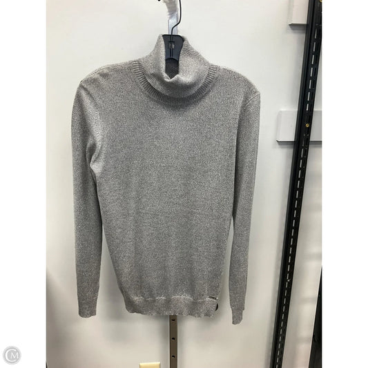 Top Long Sleeve By Calvin Klein In Grey & Silver, Size: M
