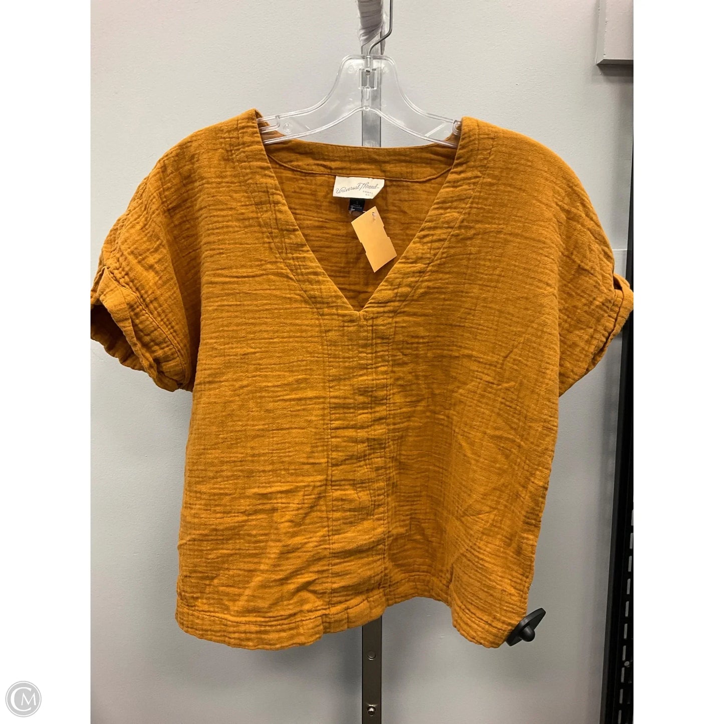 Top Short Sleeve By Universal Thread In Gold, Size: S