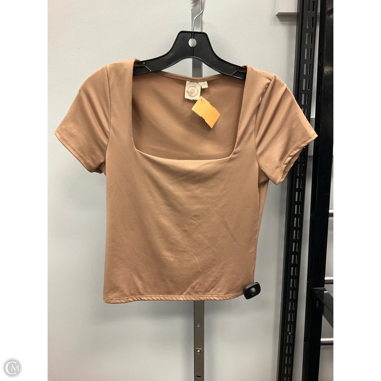 Top Short Sleeve Basic By Live In The Moment In Tan, Size: S