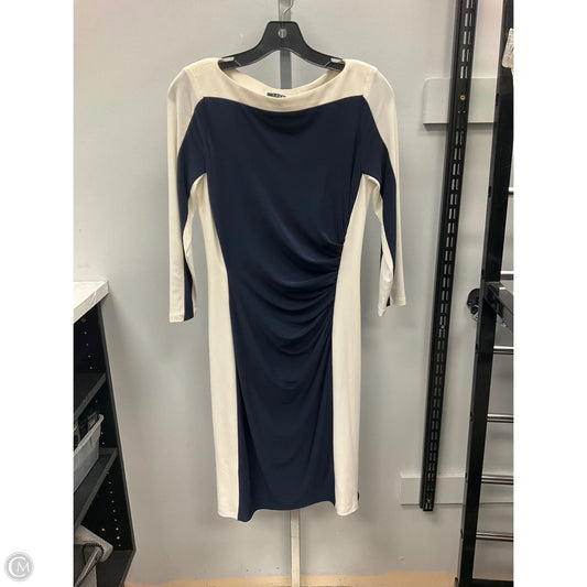 Dress Casual Midi By Lauren By Ralph Lauren In Blue & Cream, Size: 4