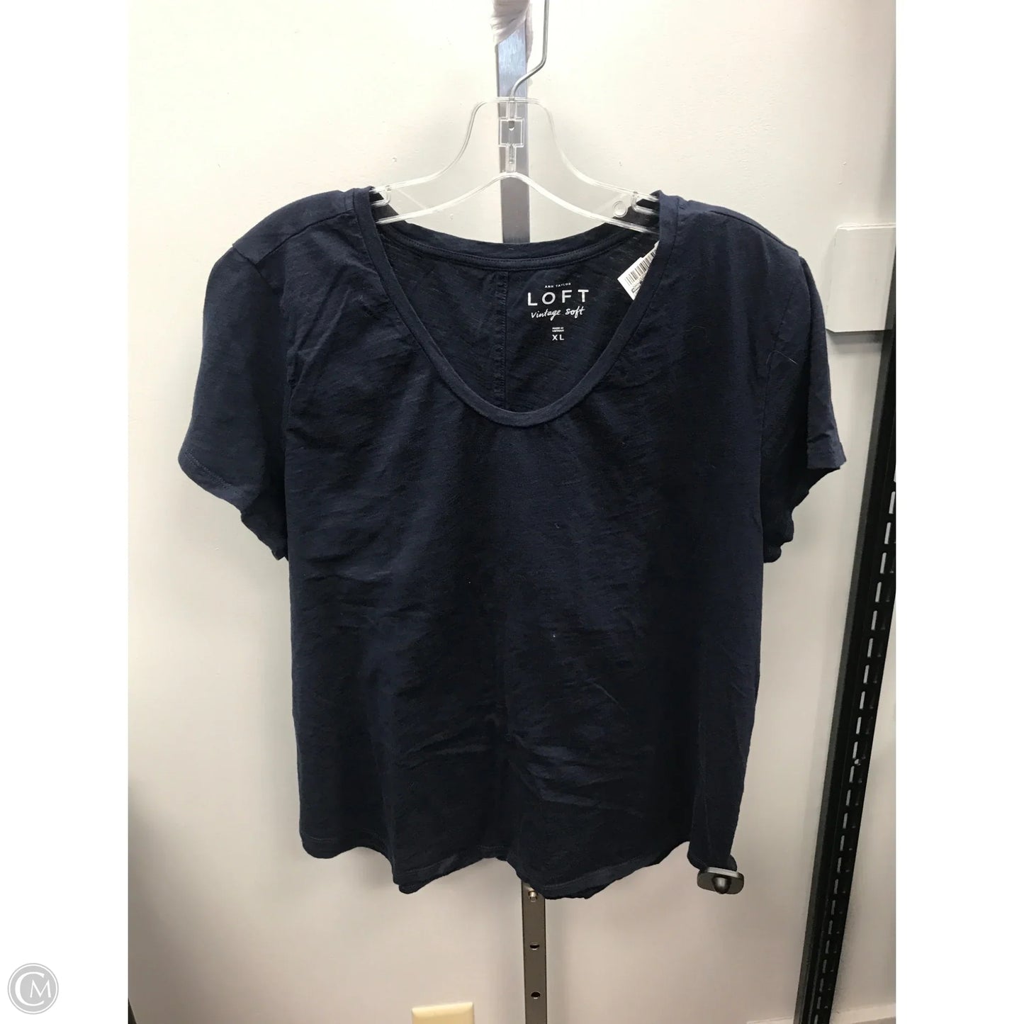 Top Short Sleeve Basic By Ann Taylor In Navy, Size: Xl