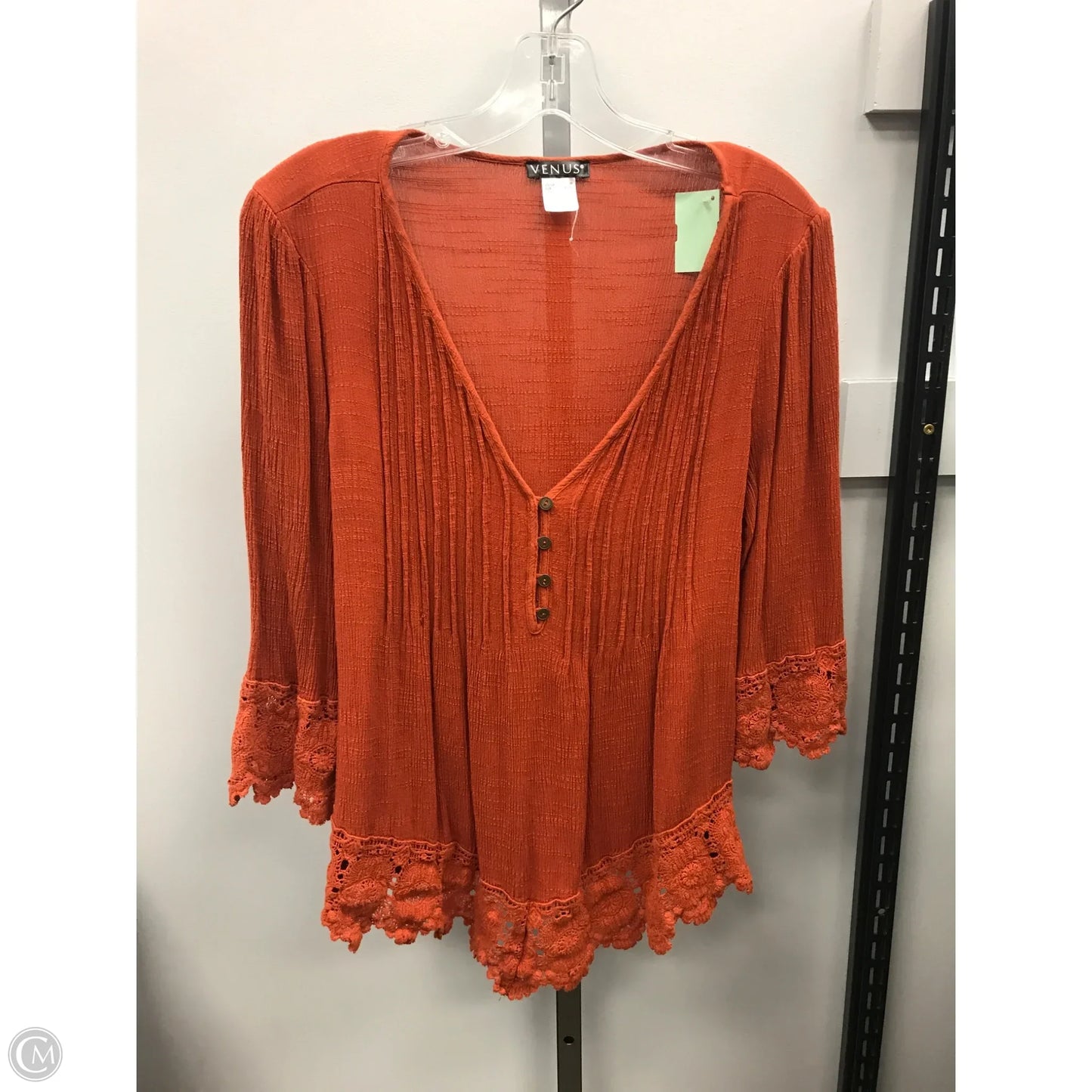 Top Short Sleeve By Venus In Copper, Size: M