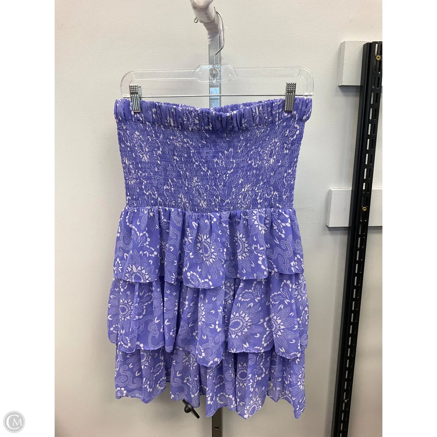 Dress Casual Short By Moda Intl In Purple & White, Size: M