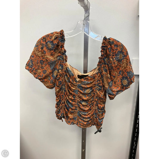 Top Short Sleeve By House Of Harlow In Blue & Brown, Size: M