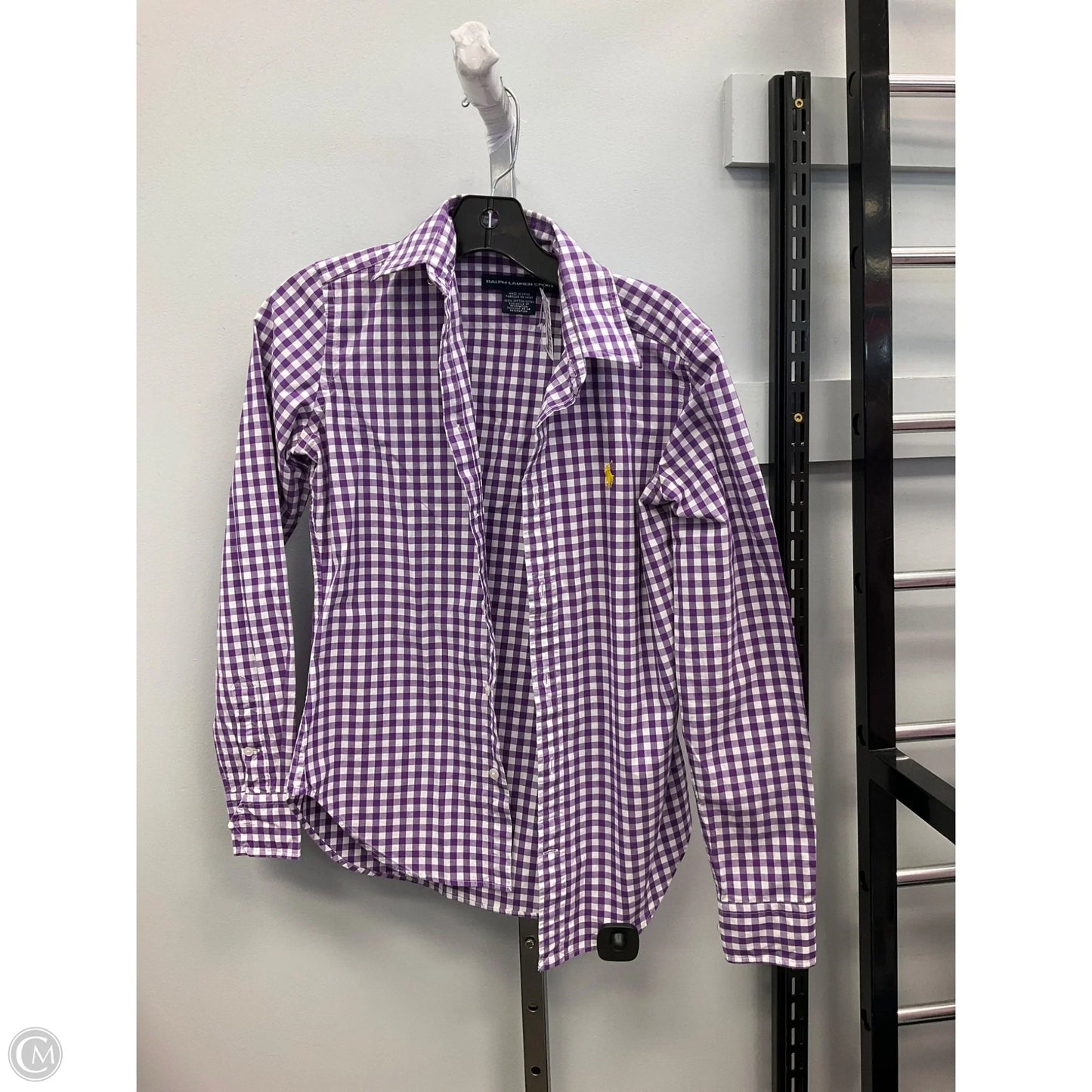 Top Long Sleeve By Ralph Lauren In Checkered Pattern, Size: 4