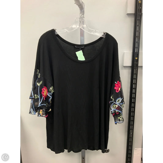 Top Short Sleeve By Adrianna Papell In Black, Size: 3x