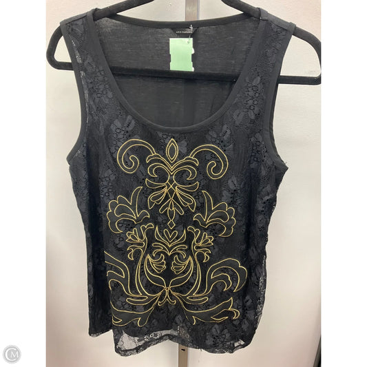 Top Sleeveless By Ann Taylor In Black & Gold, Size: M