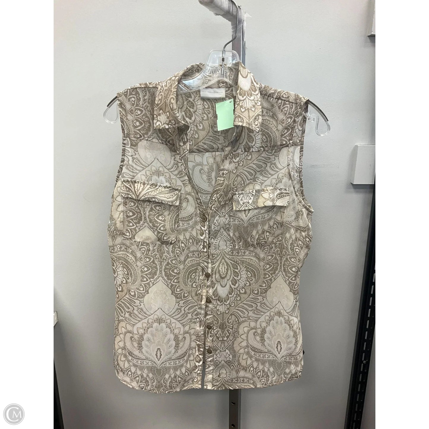 Top Sleeveless By New York And Co In Brown & Cream, Size: M