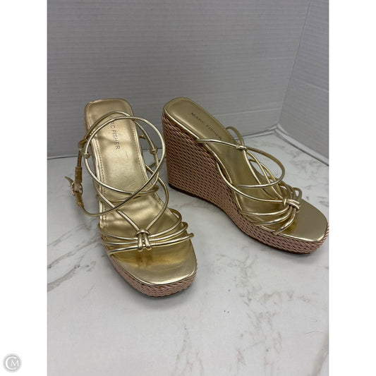 Sandals Heels Wedge By Marc Fisher In Gold, Size: 9.5